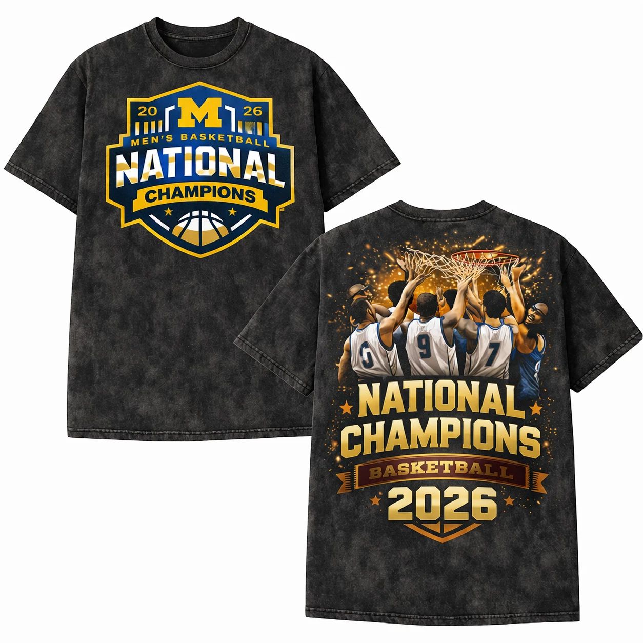 Michigan Wolverines 2026 National Champions Shirt NCAA Basketball Tee Washed Unisex T-shirt, Sweatshirt, Hoodie, Long Sleeve Tee - T-Shirt, Sweatshirt, Hoodie