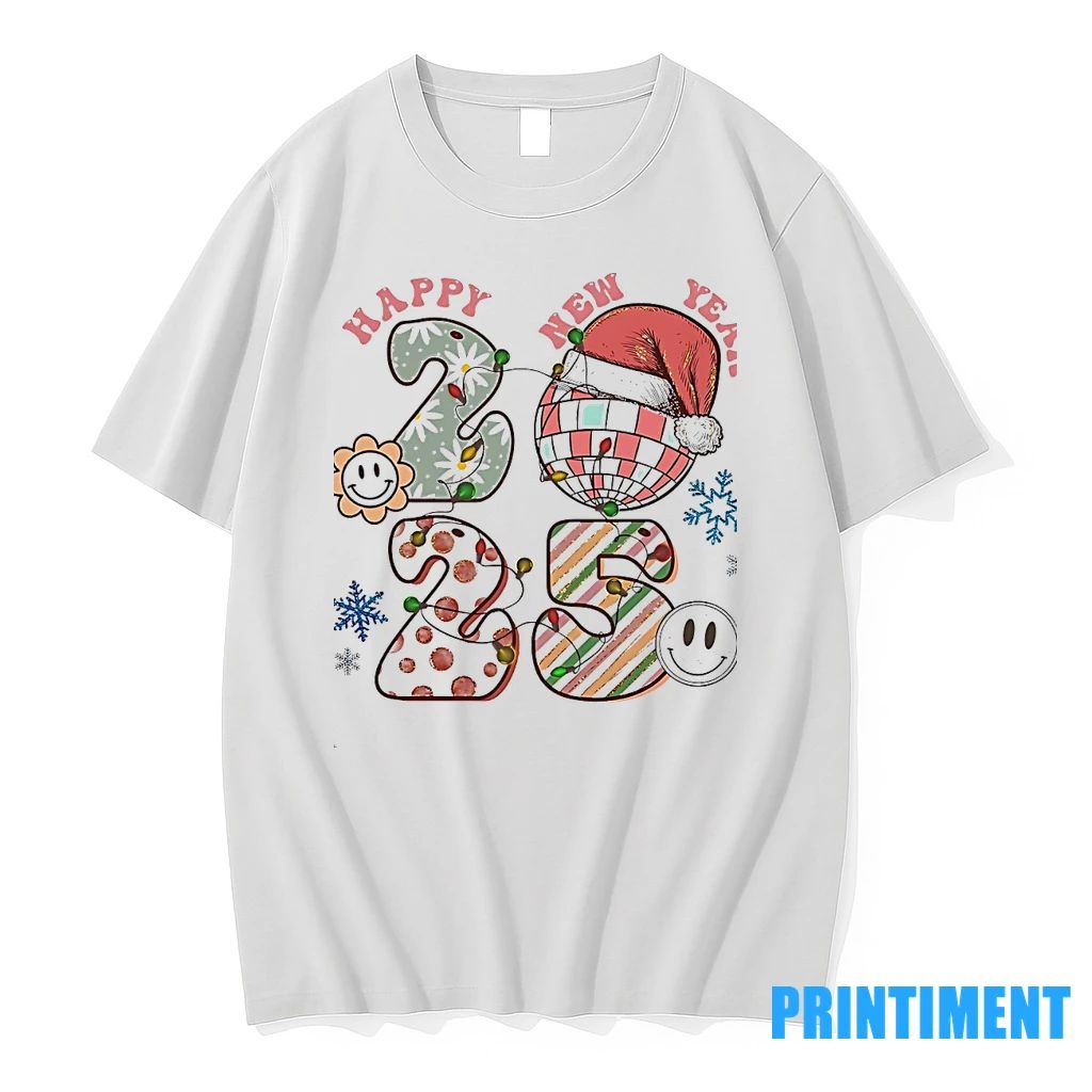 Happy New Year 2025 Disco Ball Retro Christmas Tshirts Sweater Unisex T-shirt, Sweatshirt, Hoodie, Long Sleeve Tee - T-Shirt, Sweatshirt, Hoodie