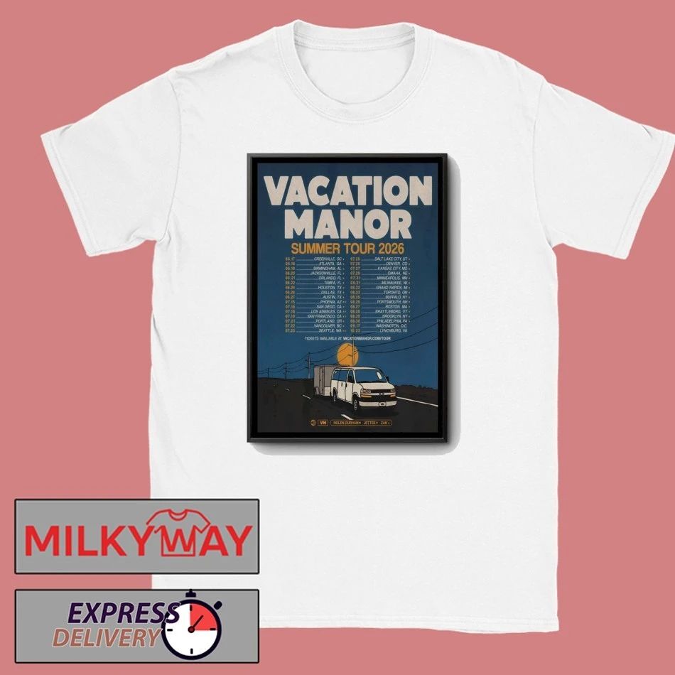 Vacation Manor Summer Tour 2026 Poster shirt Unisex T-shirt, Sweatshirt, Hoodie, Long Sleeve Tee - T-Shirt, Sweatshirt, Hoodie