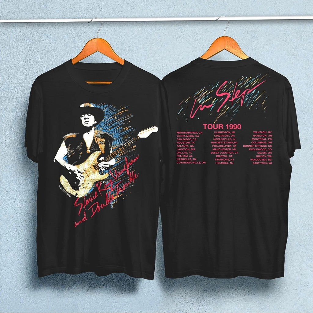 1990 Stevie Ray Vaughan In Step Tour T-Shirt Band Shirt Unisex T-shirt, Sweatshirt, Hoodie, Long Sleeve Tee - T-Shirt, Sweatshirt, Hoodie