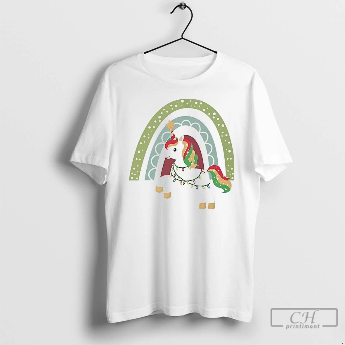 Classic Rainbow Lights Unicorn Christmas White T Shirts Unisex T-shirt, Sweatshirt, Hoodie, Long Sleeve Tee - T-Shirt, Sweatshirt, Hoodie