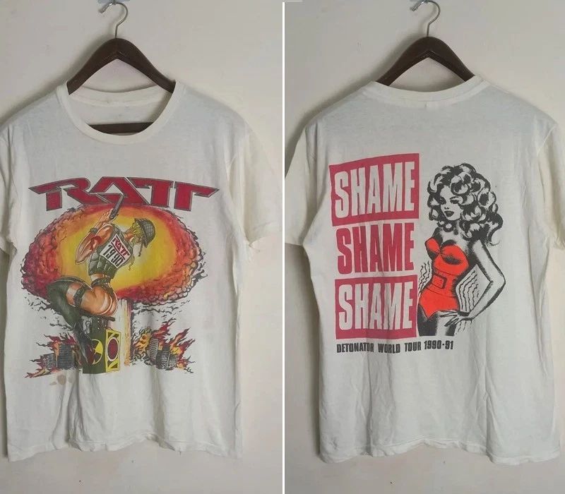 1990 Ratt Detonator World Tour 1990-91 T Shirt 2 sided tee Unisex Unisex T-shirt, Sweatshirt, Hoodie, Long Sleeve Tee - T-Shirt, Sweatshirt, Hoodie
