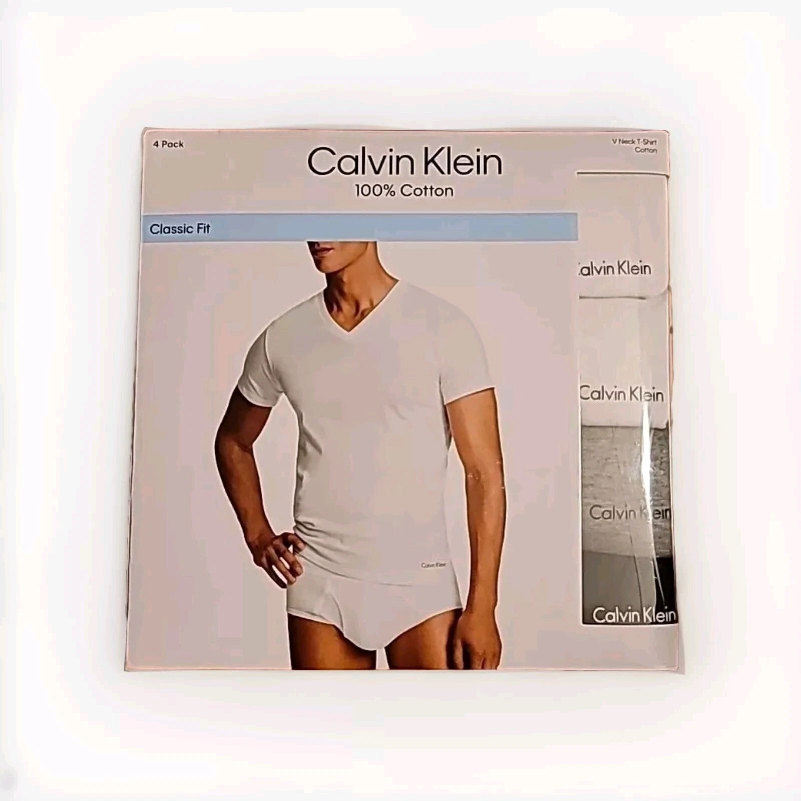 Calvin Klein Classic Fit V-Neck T-Shirts 4Pk Multicolor 100% Cotton Medium. NEW Unisex T-shirt, Sweatshirt, Hoodie, Long Sleeve Tee - T-Shirt, Sweatshirt, Hoodie