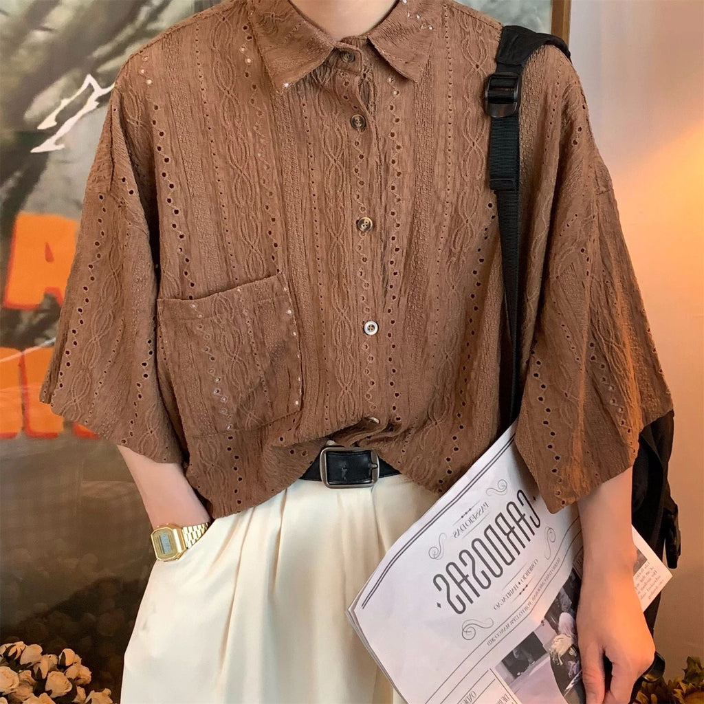 Men's Fashion Shirt Casual Slim Shirts Short Sleeve Button Down Tops Blouse Unisex T-shirt, Sweatshirt, Hoodie, Long Sleeve Tee - T-Shirt, Sweatshirt, Hoodie