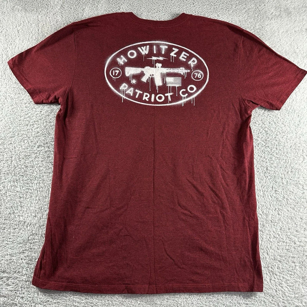 Howitzer Patriot Co. Shirt Mens XL Red Burgundy Spray Painted Graphic Minimal Unisex T-shirt, Sweatshirt, Hoodie, Long Sleeve Tee - T-Shirt, Sweatshirt, Hoodie