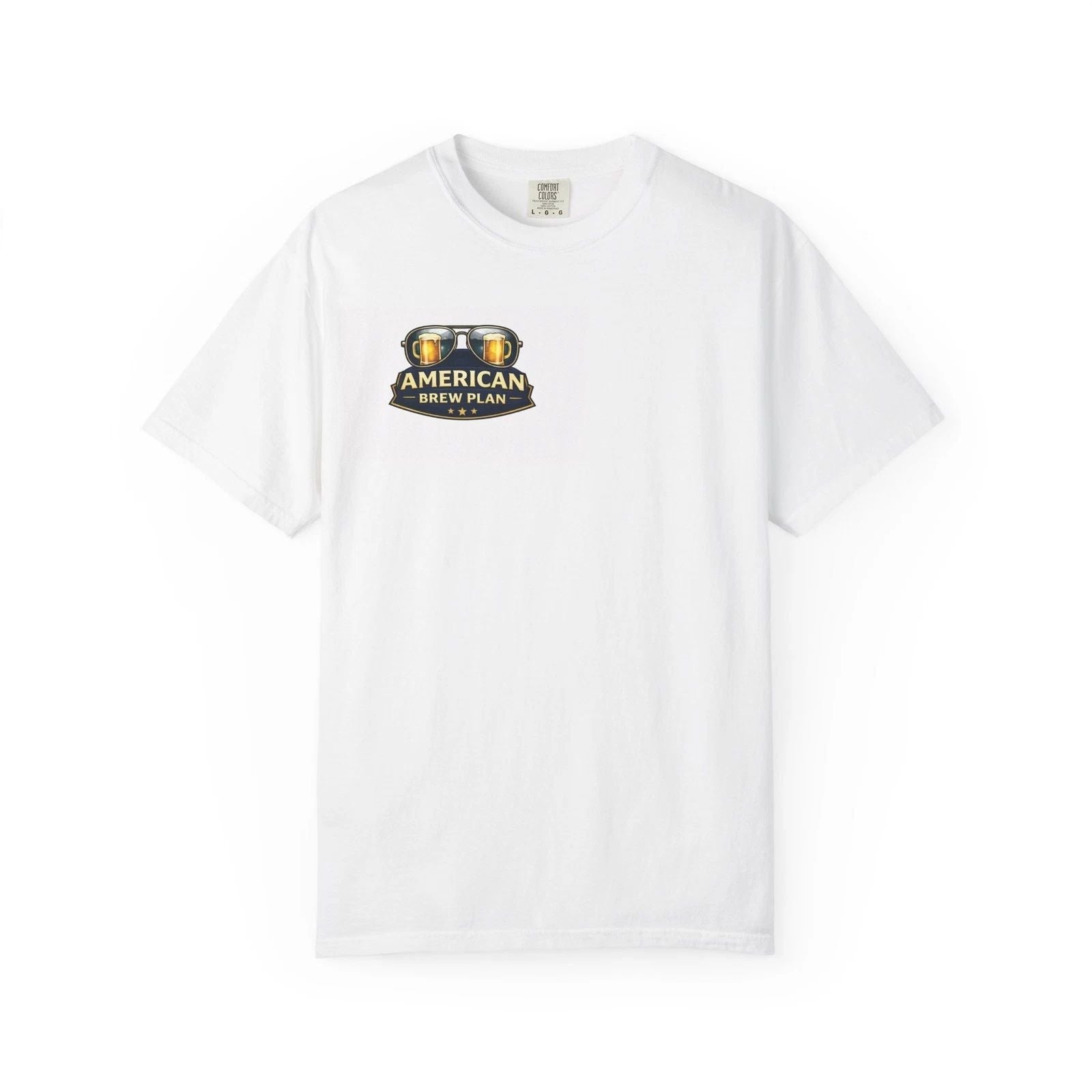 American Brew Plan beer cans graphic T-Shirt | small chest logo Unisex T-shirt, Sweatshirt, Hoodie, Long Sleeve Tee - T-Shirt, Sweatshirt, Hoodie