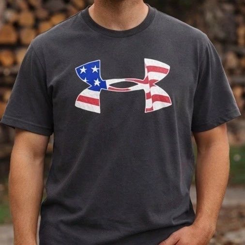 Under Armour HeatGear Men's Gray T-Shirt American Flag Logo Size Medium Unisex T-shirt, Sweatshirt, Hoodie, Long Sleeve Tee - T-Shirt, Sweatshirt, Hoodie