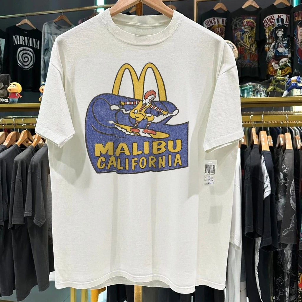 Mcdonalds Malibu California Rare T-Shirt White S Unisex T-shirt, Sweatshirt, Hoodie, Long Sleeve Tee - T-Shirt, Sweatshirt, Hoodie