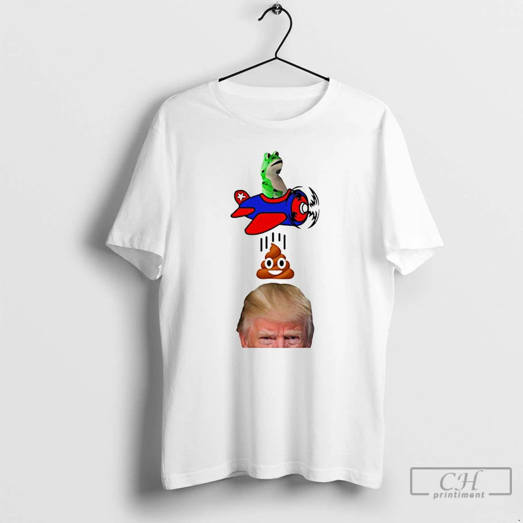Classic Pepe The Frog Flying A Plane Dropping A Poop Emoji On Donald Trump Unisex T-shirt, Sweatshirt, Hoodie, Long Sleeve Tee - T-Shirt, Sweatshirt, Hoodie