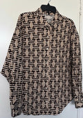 Express Boyfriend Geometric Button-Up Shirt Long Sleeve L 97% Cotton 3% Spandex Unisex T-shirt, Sweatshirt, Hoodie, Long Sleeve Tee - T-Shirt, Sweatshirt, Hoodie