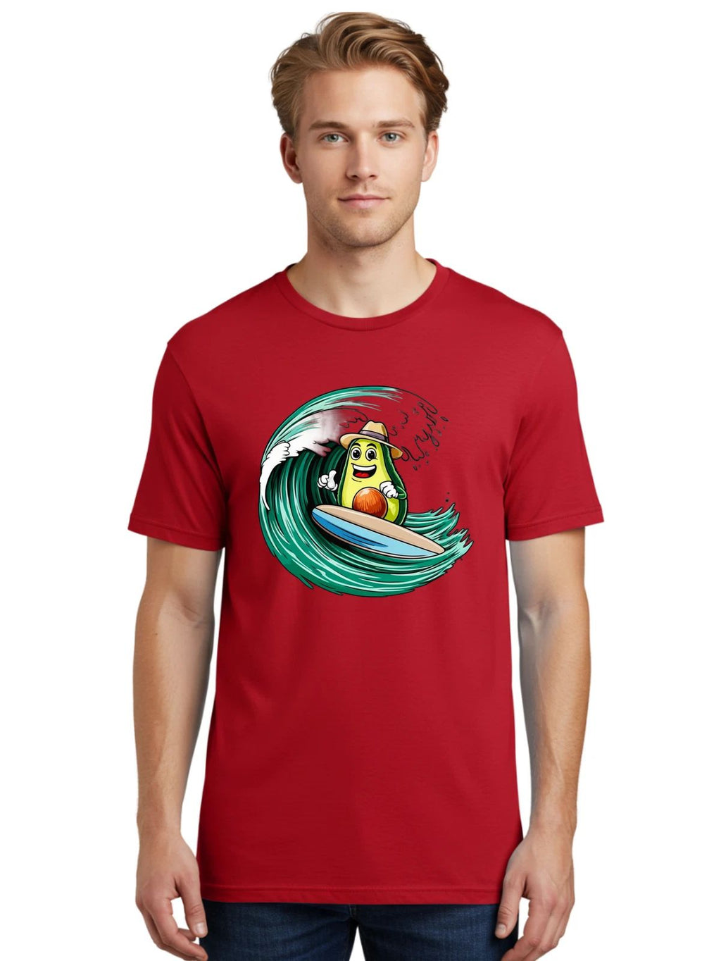 Avocado-Surfer-Dude Mens Graphic Tee, 100% Cotton, Casual Summer Wear Unisex T-shirt, Sweatshirt, Hoodie, Long Sleeve Tee - T-Shirt, Sweatshirt, Hoodie