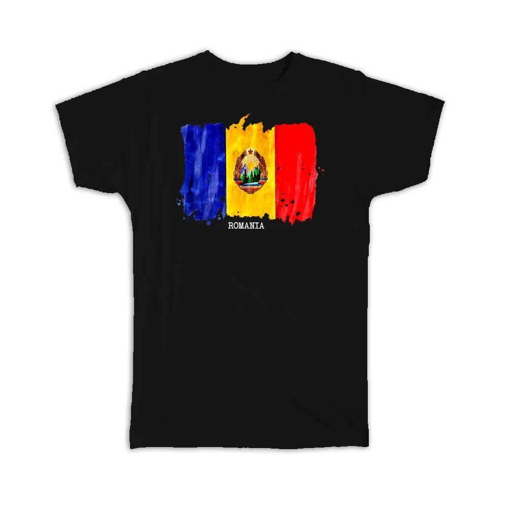 Gift T-Shirt : Romania Flag Europe Travel Expat Country Watercolor Unisex T-shirt, Sweatshirt, Hoodie, Long Sleeve Tee - T-Shirt, Sweatshirt, Hoodie