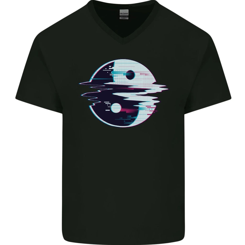 Yin Yang Glitch Yoga Meditation SCI-FI MMA Mens V-Neck Cotton T-Shirt Unisex T-shirt, Sweatshirt, Hoodie, Long Sleeve Tee - T-Shirt, Sweatshirt, Hoodie