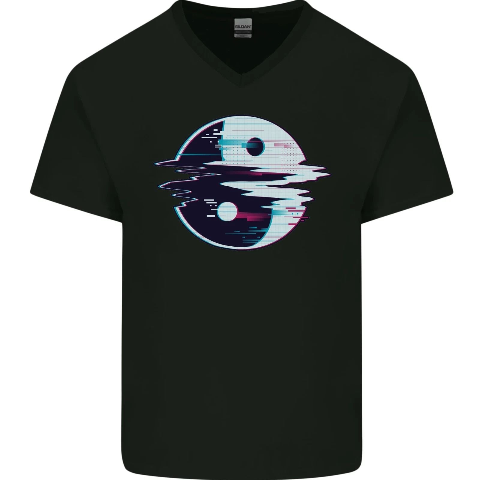 Yin Yang Glitch Yoga Meditation SCI-FI MMA Mens V-Neck Cotton T-Shirt Unisex T-shirt, Sweatshirt, Hoodie, Long Sleeve Tee - T-Shirt, Sweatshirt, Hoodie