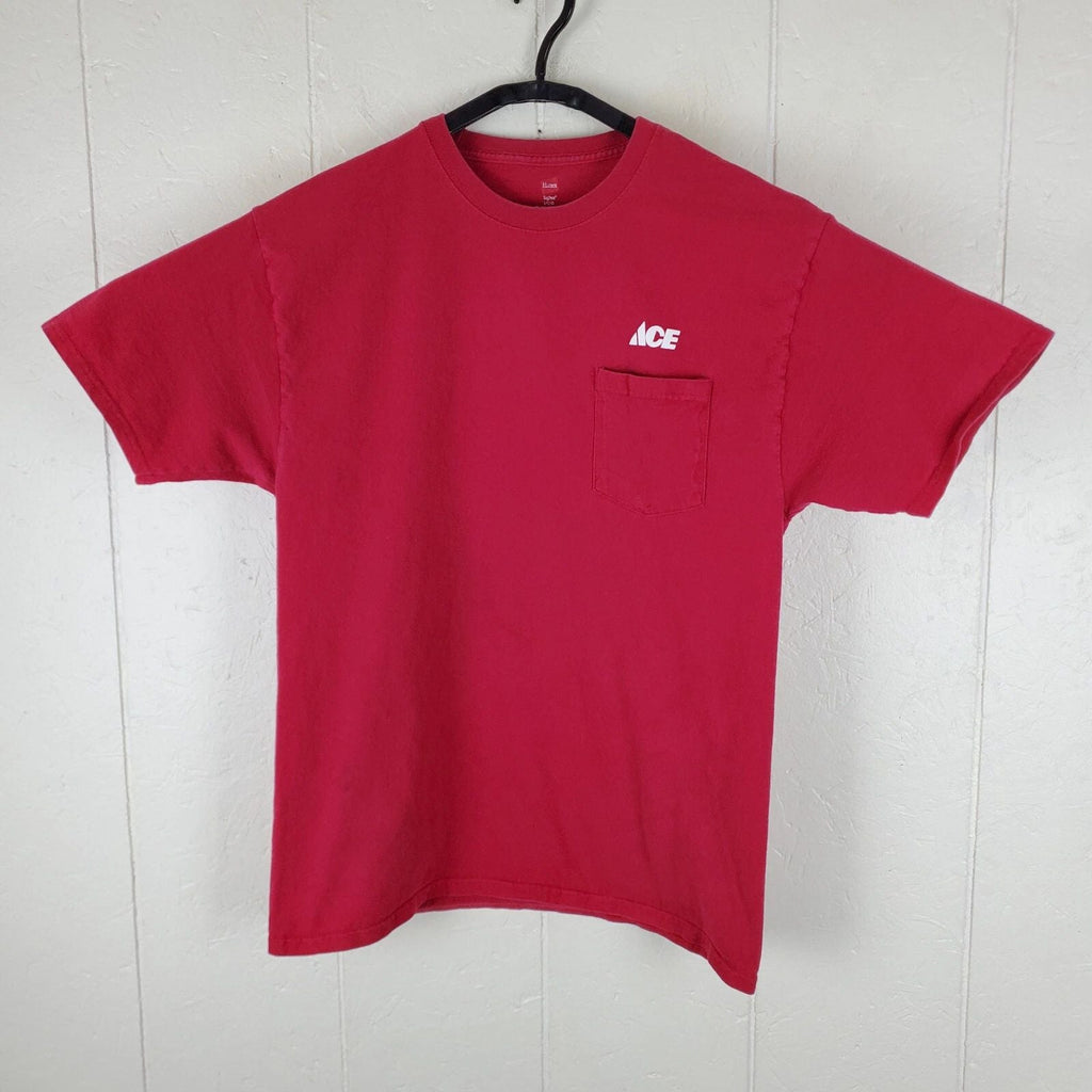Ace Shirt Mens Large Red Graphic Logo Crew Neck Short Sleeve Stretch Pocket Unisex T-shirt, Sweatshirt, Hoodie, Long Sleeve Tee - T-Shirt, Sweatshirt, Hoodie