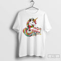 Classic Merry Christmas Rainbow Unicorn Holiday Lights White T Shirts Unisex T-shirt, Sweatshirt, Hoodie, Long Sleeve Tee - T-Shirt, Sweatshirt, Hoodie