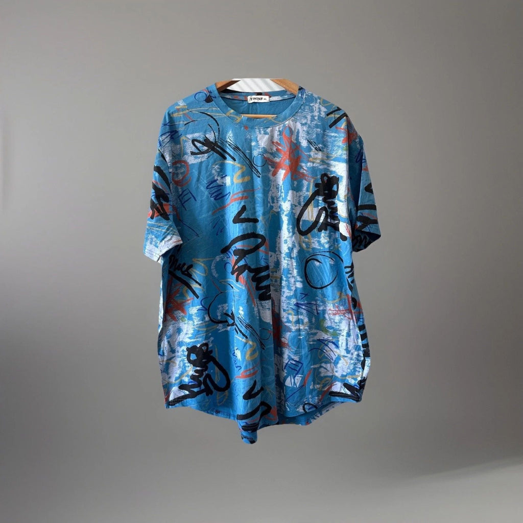 yininf mens hipster hip hop short sleeve print t shirt blue 3xl street style Unisex T-shirt, Sweatshirt, Hoodie, Long Sleeve Tee - T-Shirt, Sweatshirt, Hoodie