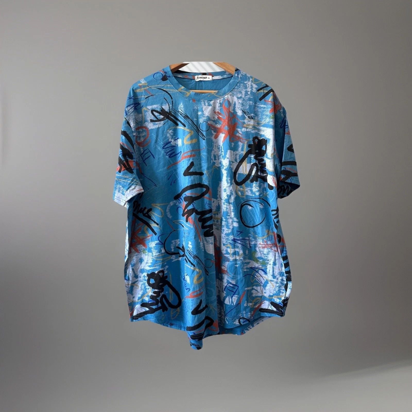 yininf mens hipster hip hop short sleeve print t shirt blue 3xl street style Unisex T-shirt, Sweatshirt, Hoodie, Long Sleeve Tee - T-Shirt, Sweatshirt, Hoodie