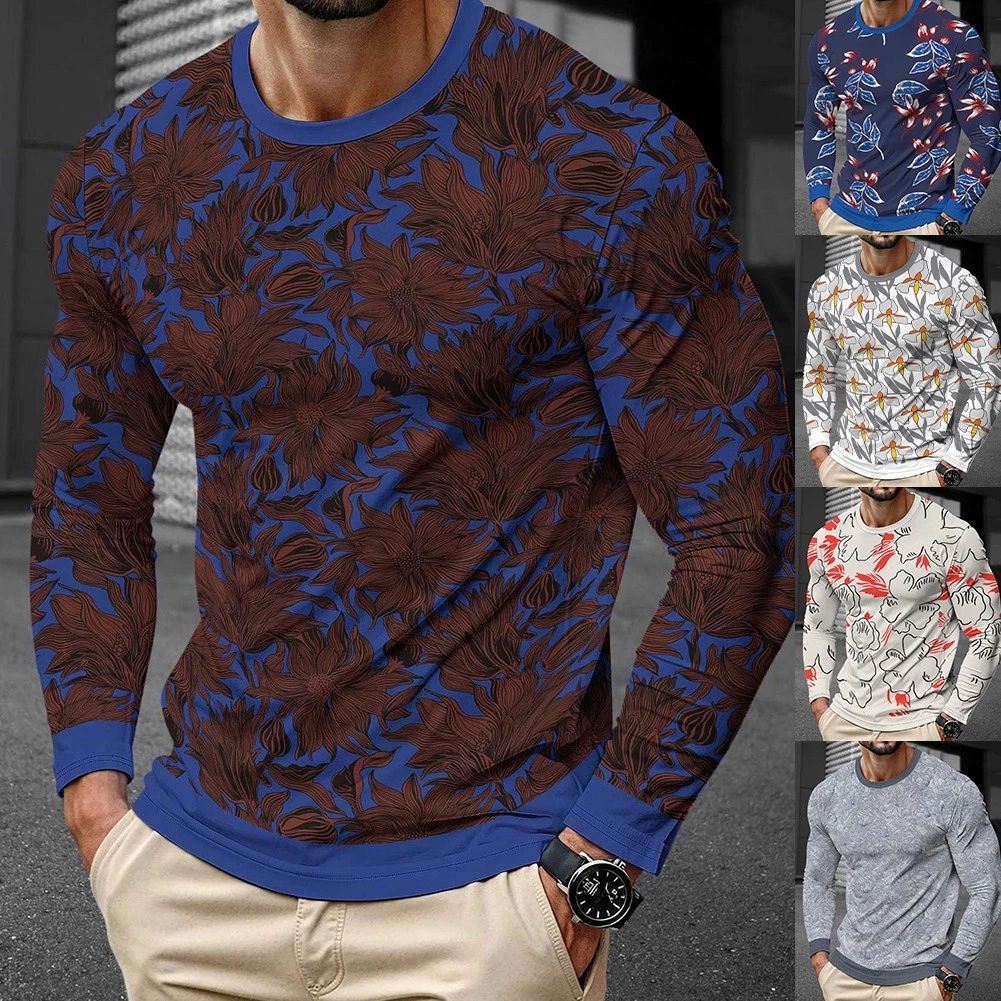 Men Casual 3D Print Pullover T Shirt Street Style Long Sleeved Sport Top Unisex T-shirt, Sweatshirt, Hoodie, Long Sleeve Tee - T-Shirt, Sweatshirt, Hoodie