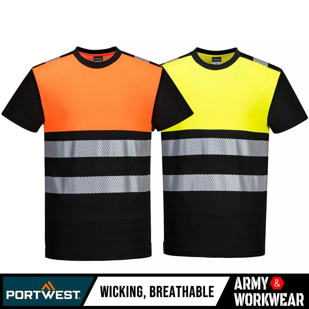 Hi Vis T-Shirt Reflective High Viz Work Tee Men's Fluorescent Moisture Wicking Unisex T-shirt, Sweatshirt, Hoodie, Long Sleeve Tee - T-Shirt, Sweatshirt, Hoodie