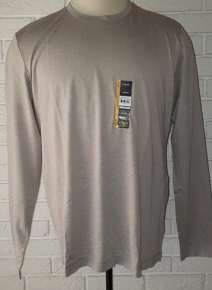 Men's Athletic Works Tan Long Sleeve Crew T-Shirt Top Sizes S, M, L, XL,2X Unisex T-shirt, Sweatshirt, Hoodie, Long Sleeve Tee - T-Shirt, Sweatshirt, Hoodie