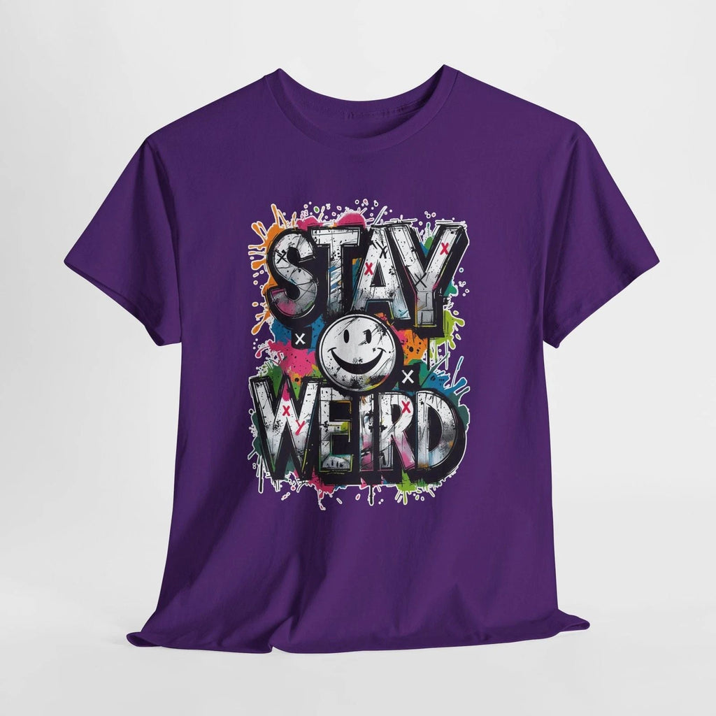 Stay Weird smiley graffiti Tee | colorful splatter street art Unisex T-shirt, Sweatshirt, Hoodie, Long Sleeve Tee - T-Shirt, Sweatshirt, Hoodie