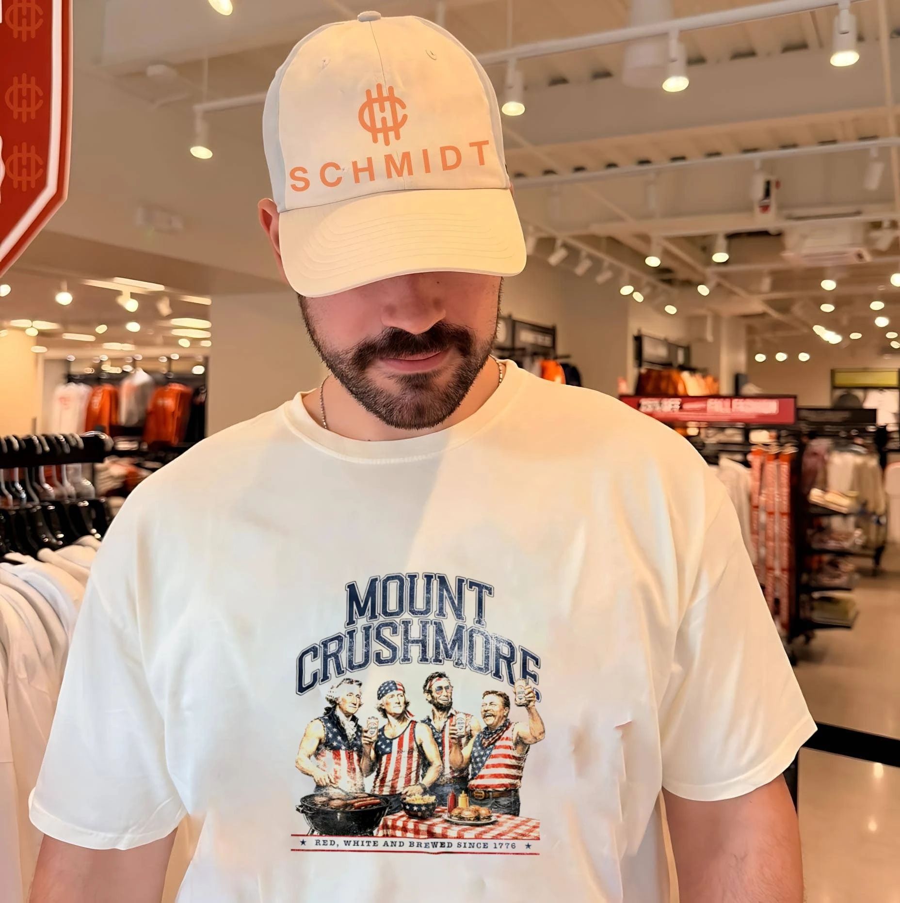 Mount Crushmore Washingtons on the grill red white and brewed since 1776 shirt Unisex T-shirt, Sweatshirt, Hoodie, Long Sleeve Tee - T-Shirt, Sweatshirt, Hoodie
