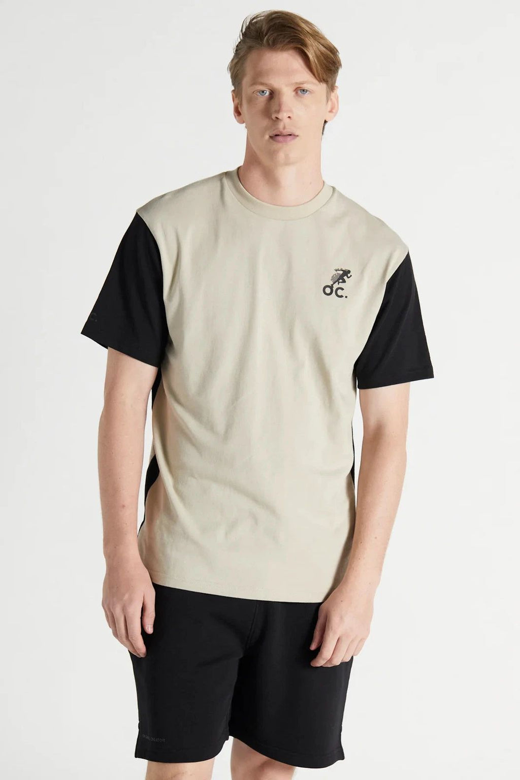 Colour Block T-Shirt  Sand Stone | Mens Oversized Cotton Jersey Tee Unisex T-shirt, Sweatshirt, Hoodie, Long Sleeve Tee - T-Shirt, Sweatshirt, Hoodie