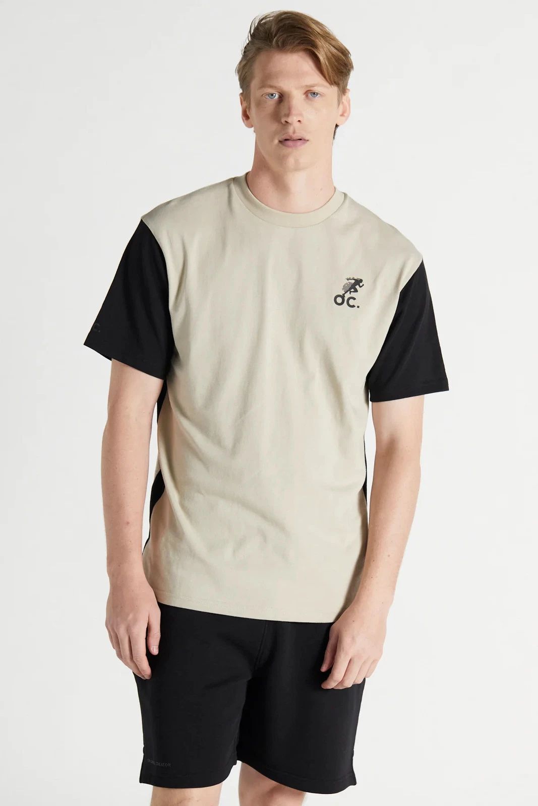 Colour Block T-Shirt  Sand Stone | Mens Oversized Cotton Jersey Tee Unisex T-shirt, Sweatshirt, Hoodie, Long Sleeve Tee - T-Shirt, Sweatshirt, Hoodie