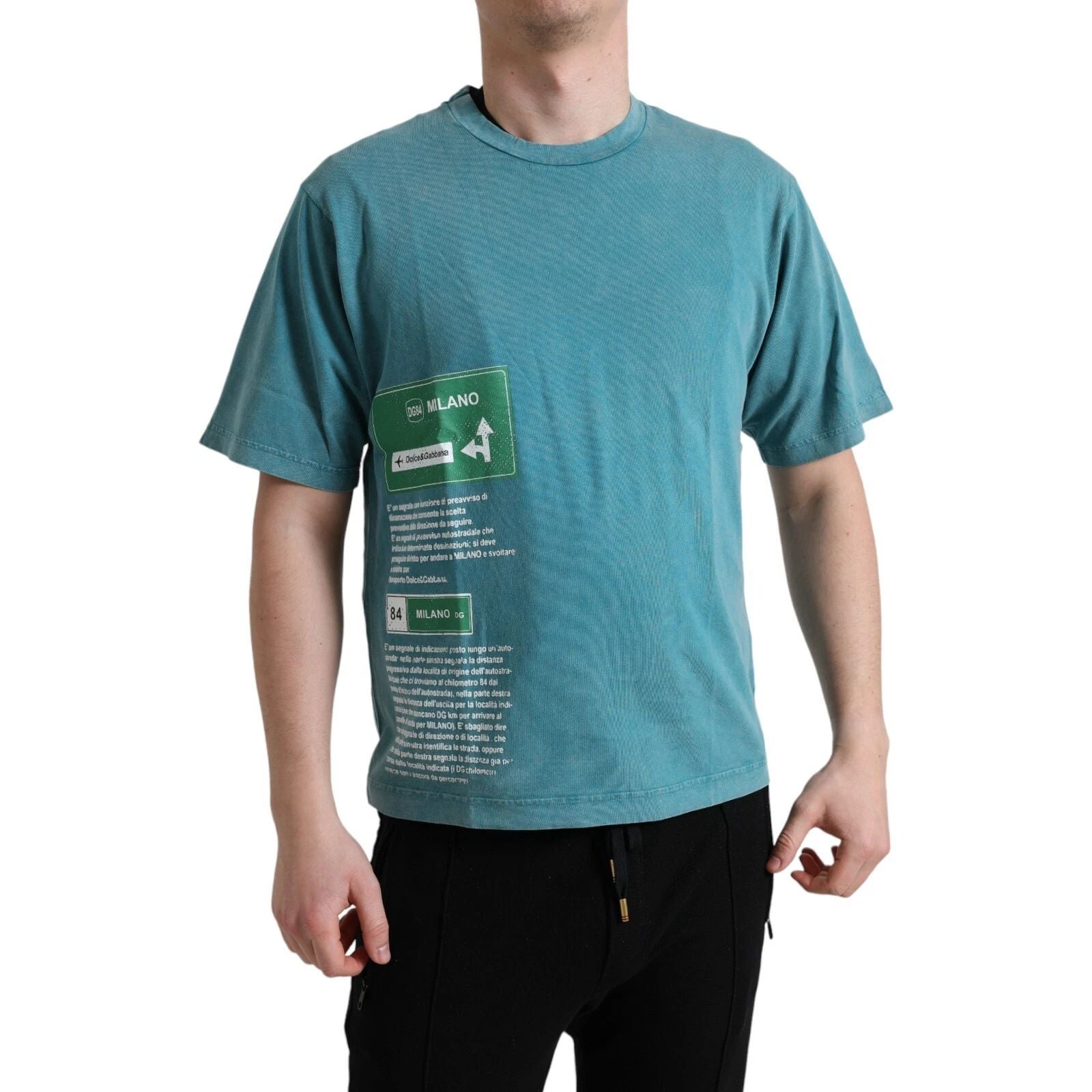 DOLCE & GABBANA T-shirt Blue Cotton Milano Street Round Neck IT46/US36/ S 680usd Unisex T-shirt, Sweatshirt, Hoodie, Long Sleeve Tee - T-Shirt, Sweatshirt, Hoodie