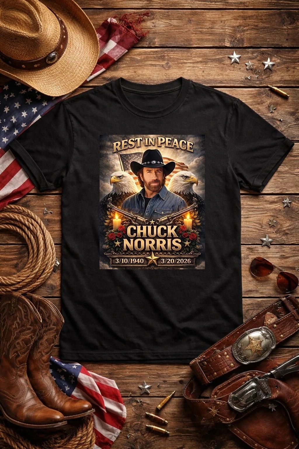 Chuck Norris Rest in Peace T Shirt RIP Unisex S-5XL Unisex T-shirt, Sweatshirt, Hoodie, Long Sleeve Tee - T-Shirt, Sweatshirt, Hoodie