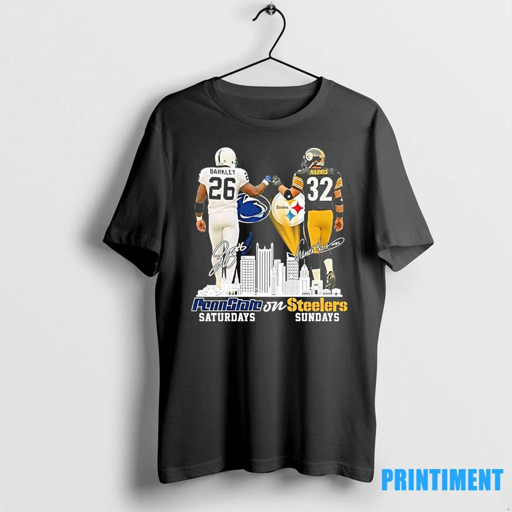 Saquon Barkley Penn State On Saturdays And Franco Harris Steelers On Sundays Tshirts Sweater - T-Shirt, Sweatshirt, Hoodie