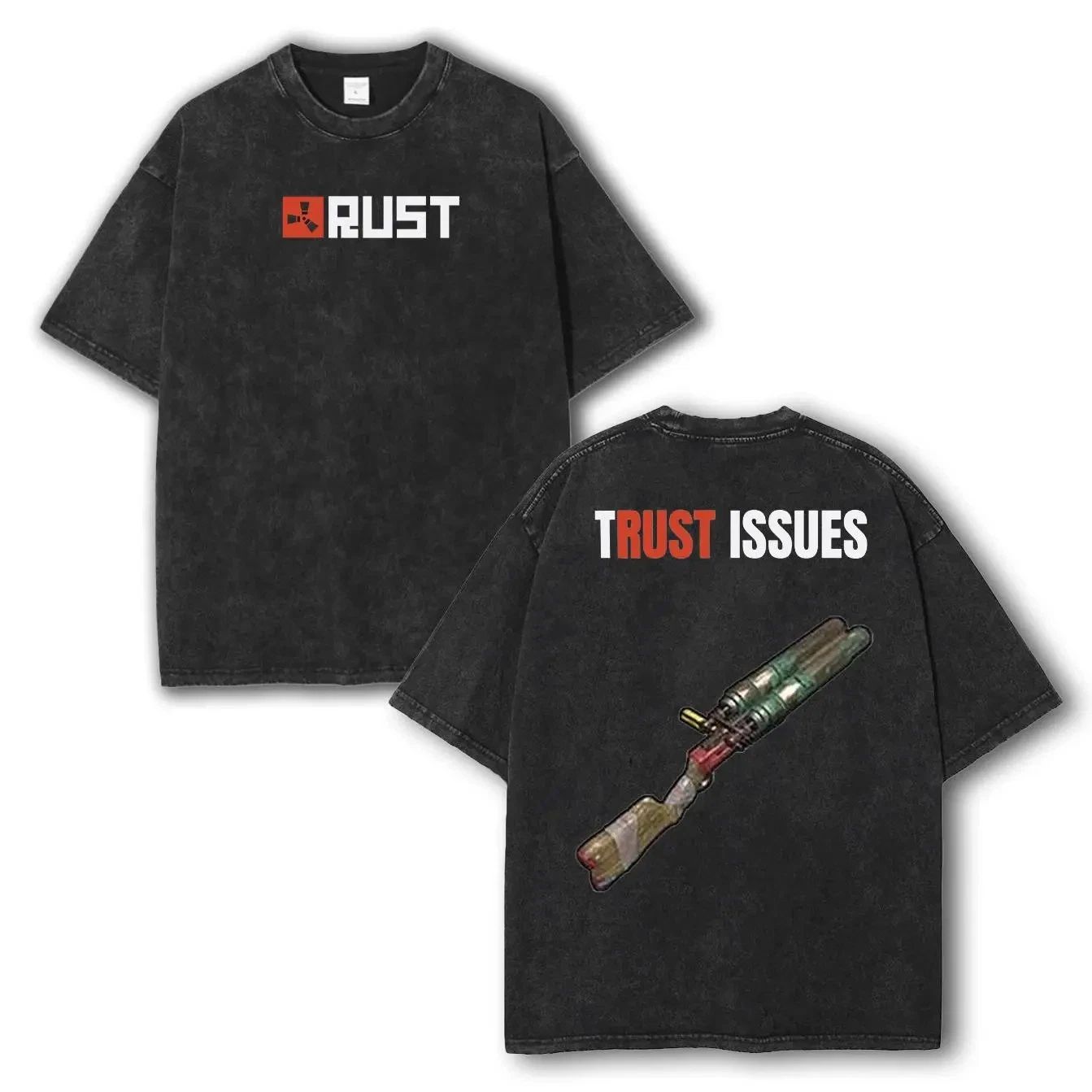 Rust Game Graphic T-Shirt Washed Cotton Vintage Gaming Streetwear Tee Unisex T-shirt, Sweatshirt, Hoodie, Long Sleeve Tee - T-Shirt, Sweatshirt, Hoodie