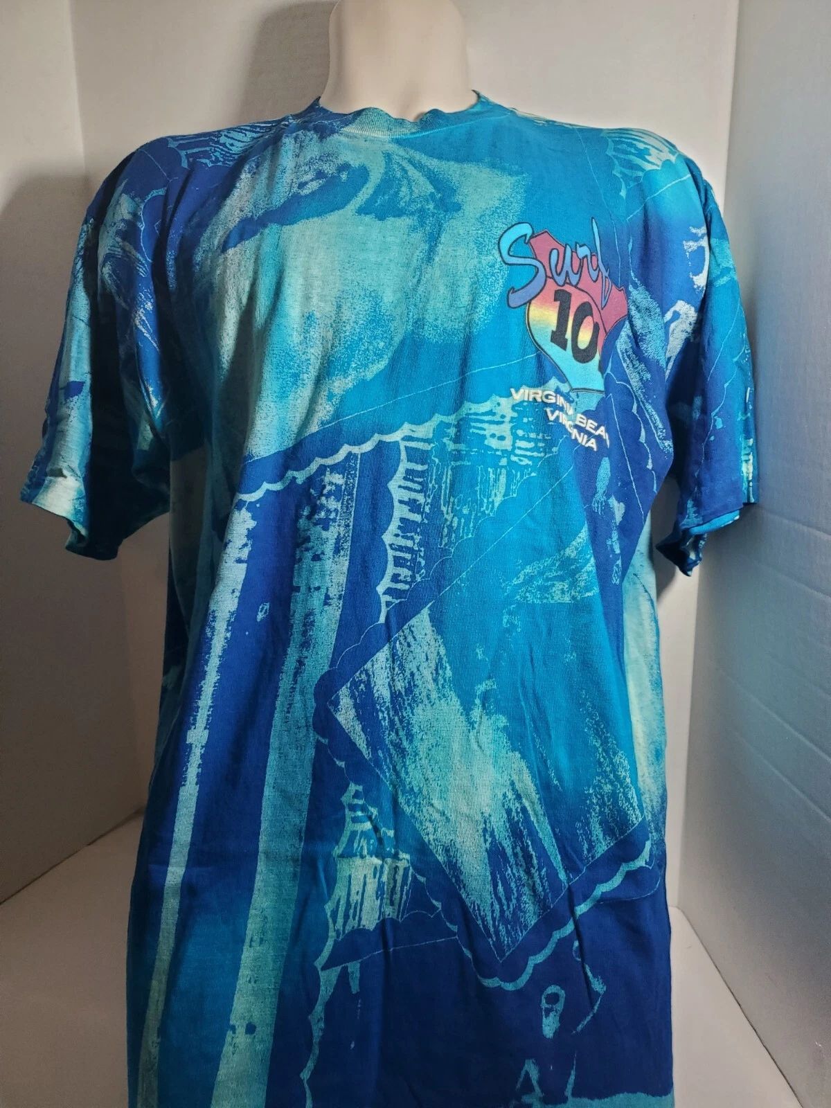 Surf 101 Z Screen Prints Tie Dye T-shirt Blue Surfer Shirt Vintage 90s Size L Unisex T-shirt, Sweatshirt, Hoodie, Long Sleeve Tee - T-Shirt, Sweatshirt, Hoodie