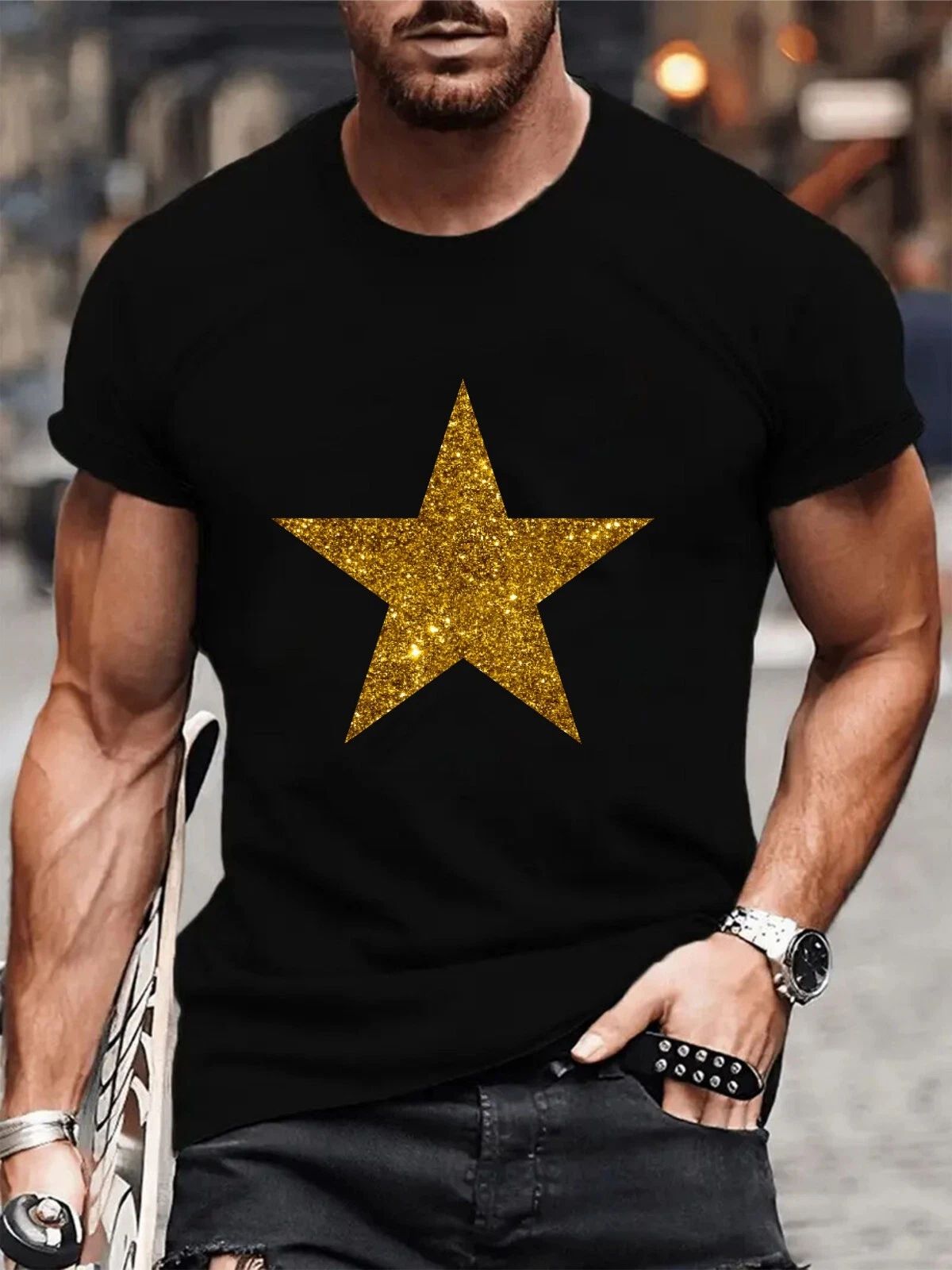 Vinyl Gold Glitter Star T-Shirt  Retro Music for Fashion & Collectors Tee Top Unisex T-shirt, Sweatshirt, Hoodie, Long Sleeve Tee - T-Shirt, Sweatshirt, Hoodie