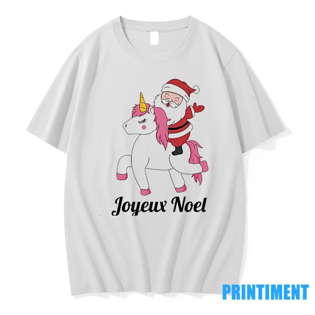 Santa Riding Unicorn Joyeux Noel Christmas Tshirts Sweater Unisex T-shirt, Sweatshirt, Hoodie, Long Sleeve Tee - T-Shirt, Sweatshirt, Hoodie