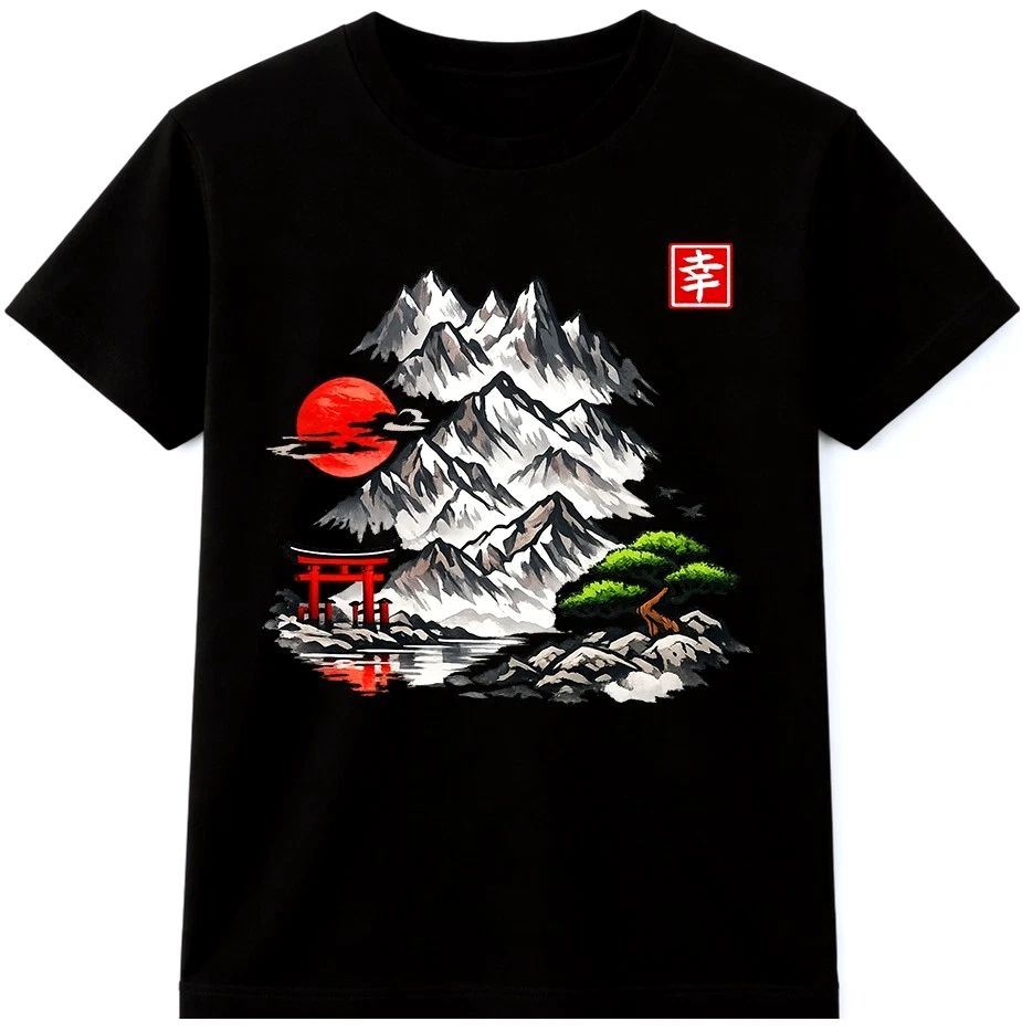 Japanese Landscape T Shirt Mountain Sakura Bonsai Art Graphic Tee Unisex T-shirt, Sweatshirt, Hoodie, Long Sleeve Tee - T-Shirt, Sweatshirt, Hoodie