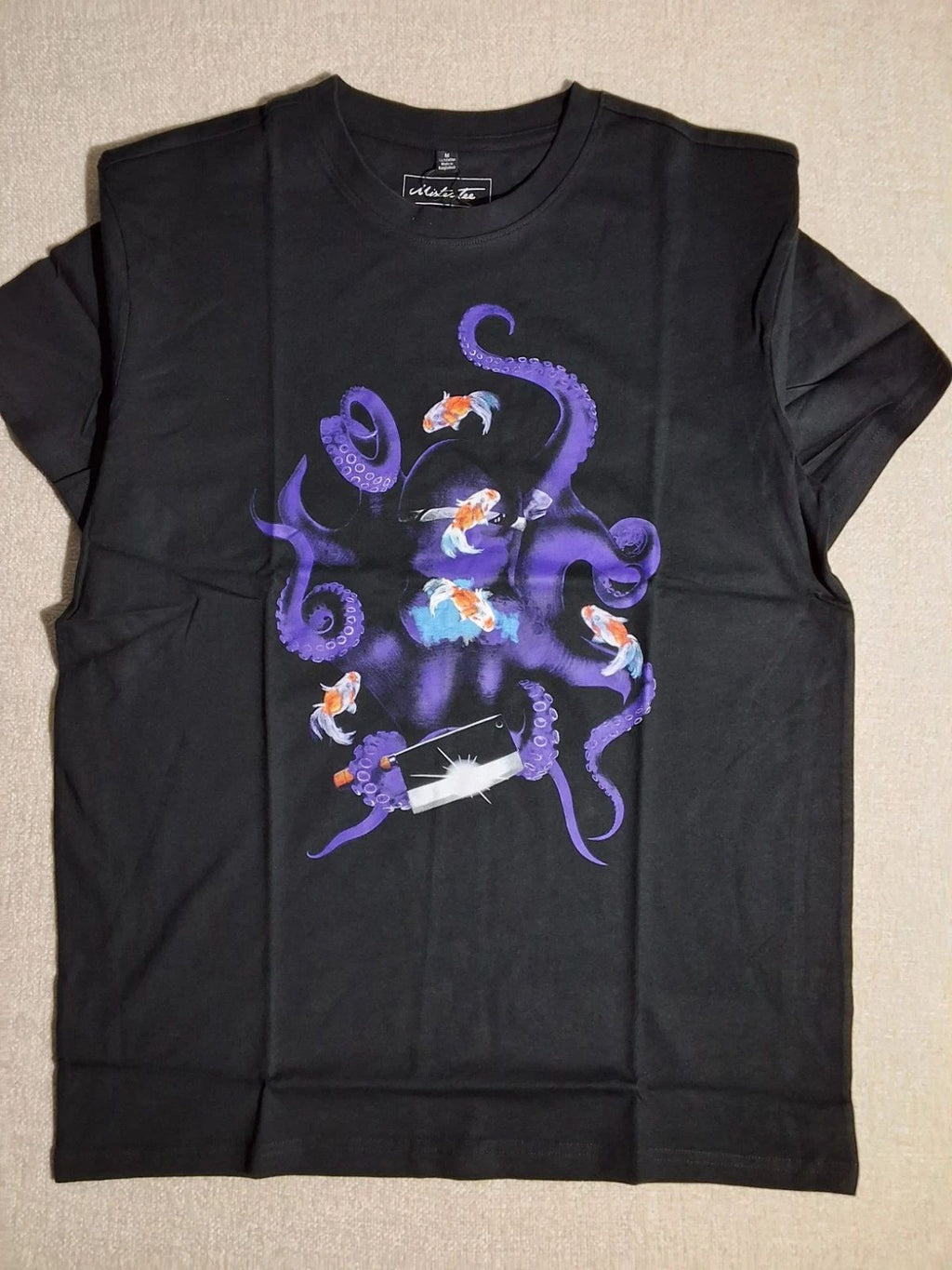 Mister Tee Mens Black Octopus And Fish Tee Medium Unisex T-shirt, Sweatshirt, Hoodie, Long Sleeve Tee - T-Shirt, Sweatshirt, Hoodie