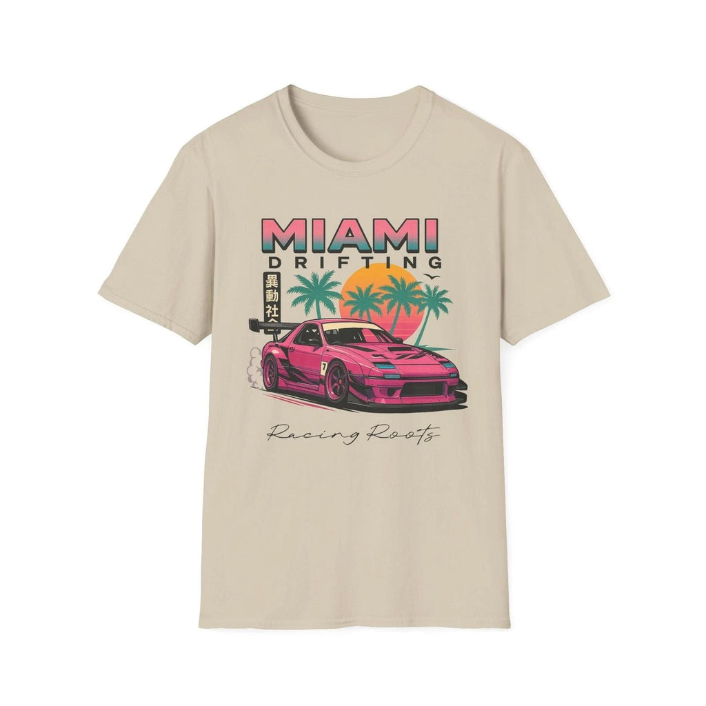 RX-7 Miami Drifting T-Shirt JDM Retro Vaporwave Style 80s Anime Street Racer Tee Unisex T-shirt, Sweatshirt, Hoodie, Long Sleeve Tee - T-Shirt, Sweatshirt, Hoodie
