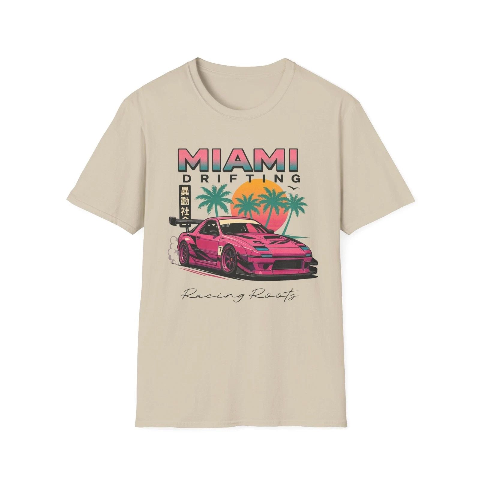 RX-7 Miami Drifting T-Shirt JDM Retro Vaporwave Style 80s Anime Street Racer Tee Unisex T-shirt, Sweatshirt, Hoodie, Long Sleeve Tee - T-Shirt, Sweatshirt, Hoodie