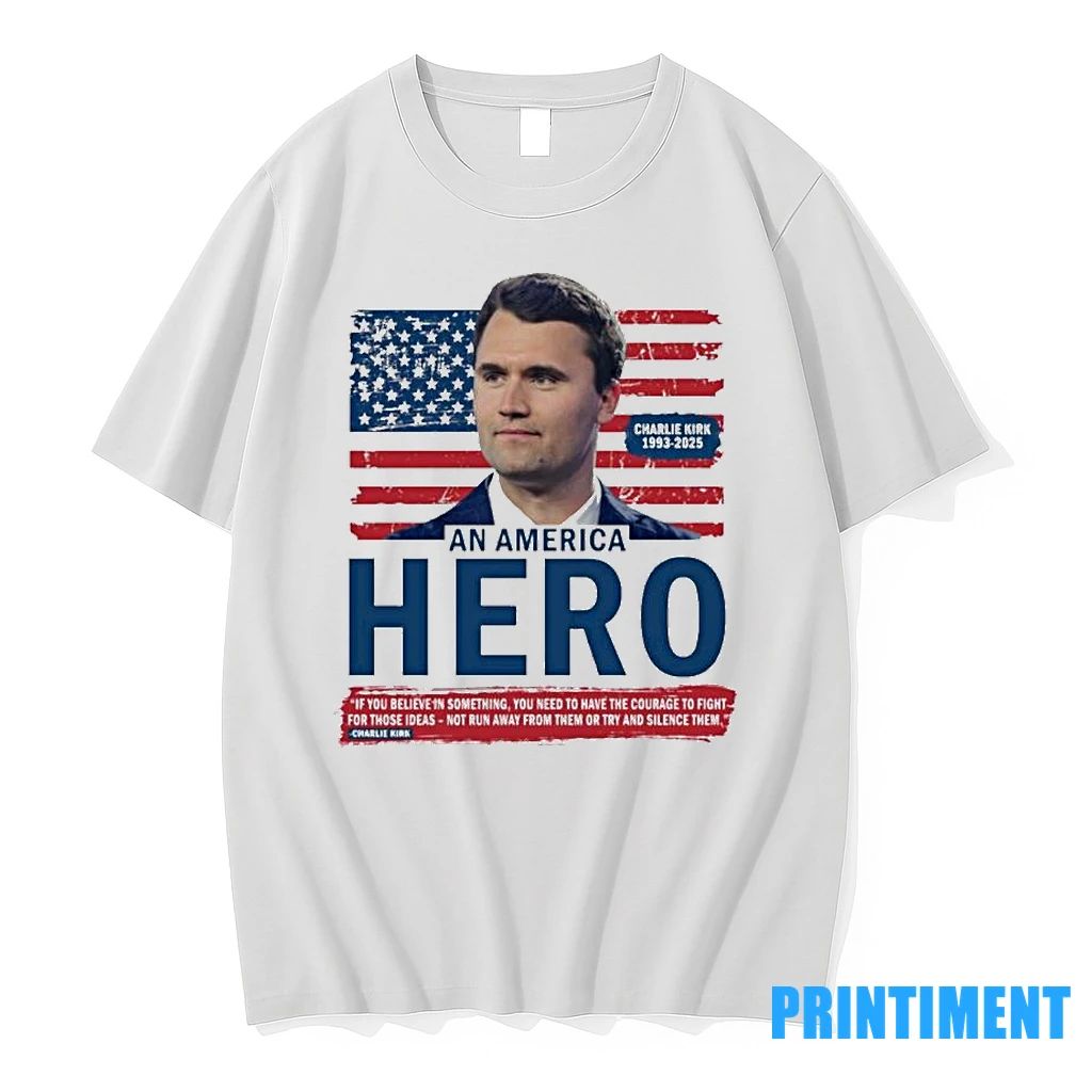 Charlie Kirk American Hero Patriotic Flag Tshirts Sweater Unisex T-shirt, Sweatshirt, Hoodie, Long Sleeve Tee - T-Shirt, Sweatshirt, Hoodie
