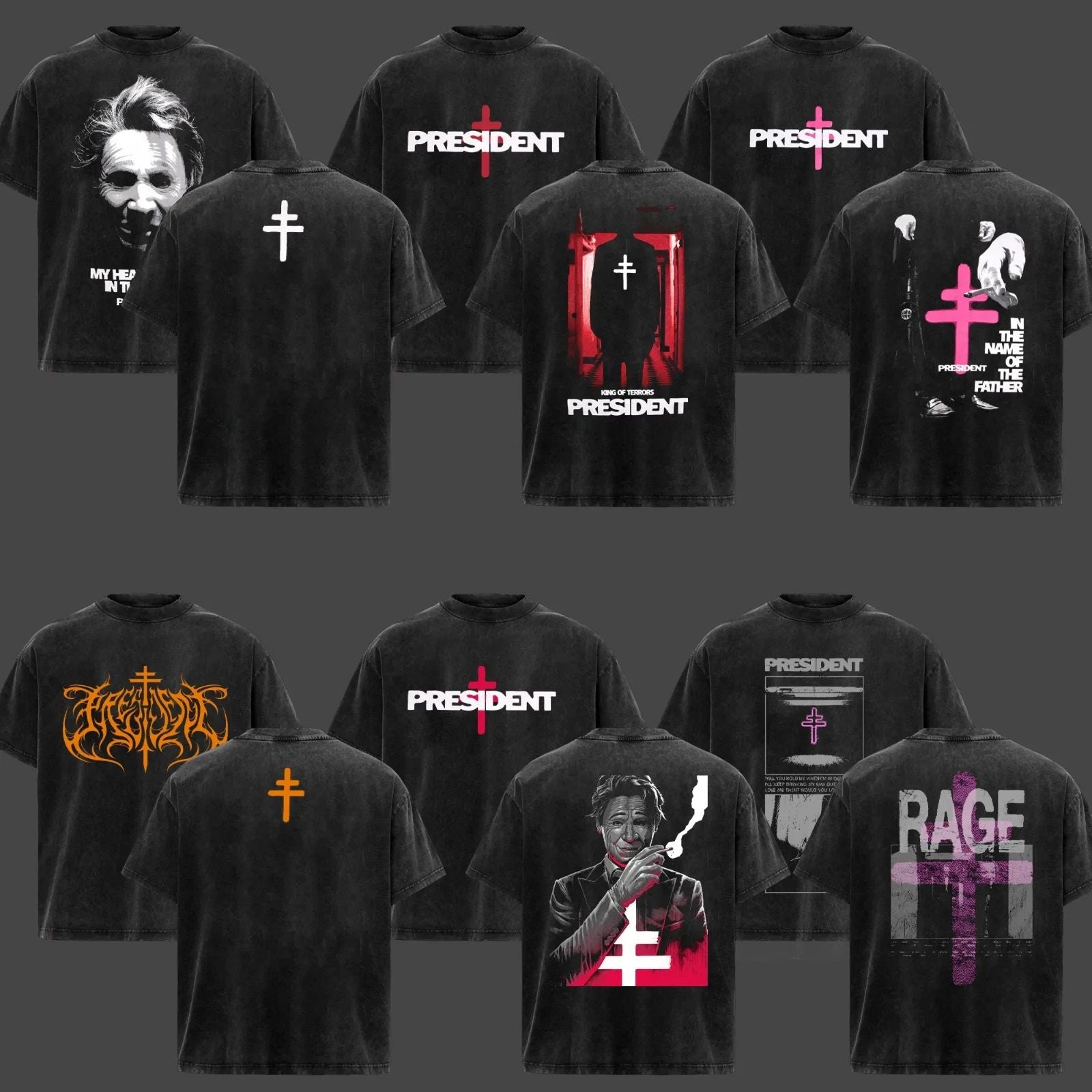 (Collection) President Band Shirt Retro Music Merch Gothic Cross Heavy Cotton Unisex T-shirt, Sweatshirt, Hoodie, Long Sleeve Tee - T-Shirt, Sweatshirt, Hoodie