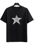 Star Print, Men's Round Crew Neck Short Sleeve, Simple Style Tee Fashion Regular Unisex T-shirt, Sweatshirt, Hoodie, Long Sleeve Tee - T-Shirt, Sweatshirt, Hoodie