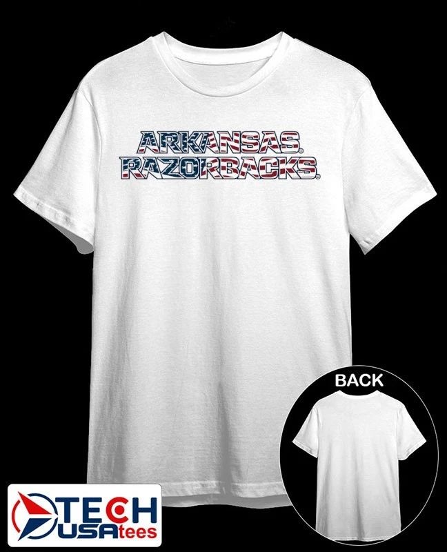 Arkansas Razorbacks Patriotic Marks Wordmark Stack shirt Unisex T-shirt, Sweatshirt, Hoodie, Long Sleeve Tee - T-Shirt, Sweatshirt, Hoodie