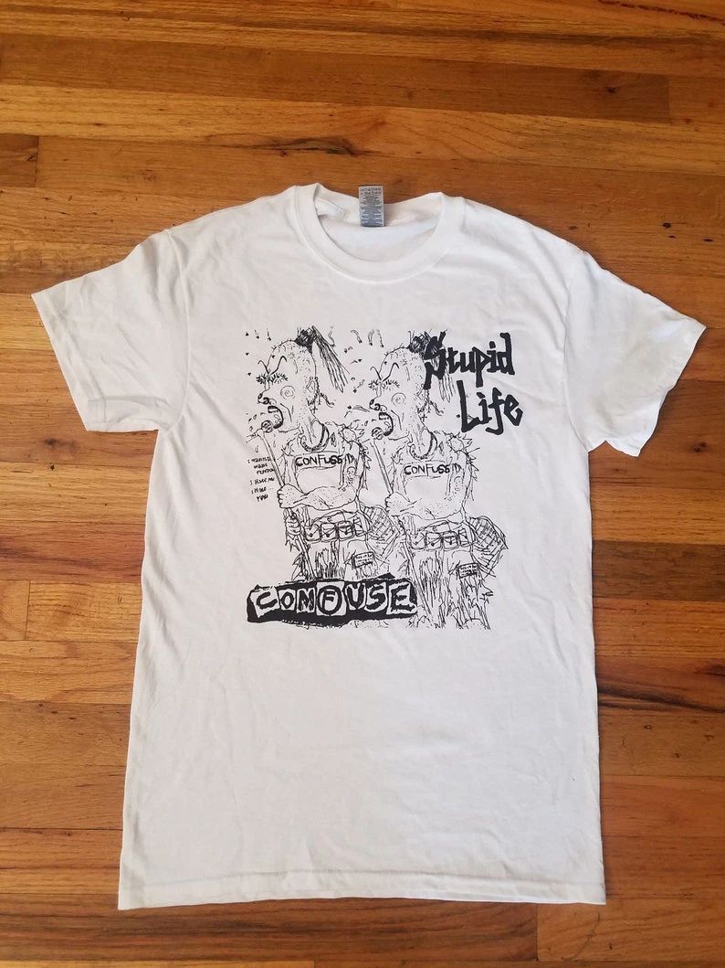 CONFUSE Stupid Life T-Shirt Japanese Noise Hardcore Punk Band Merch Tee UK Unisex T-shirt, Sweatshirt, Hoodie, Long Sleeve Tee - T-Shirt, Sweatshirt, Hoodie