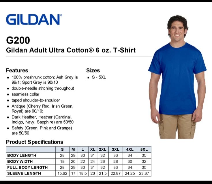 Gillian Mens Short Sleeves Heavy Weight Cotton 6 oz S-5XLT T-Shirt M-G200 Unisex T-shirt, Sweatshirt, Hoodie, Long Sleeve Tee - T-Shirt, Sweatshirt, Hoodie