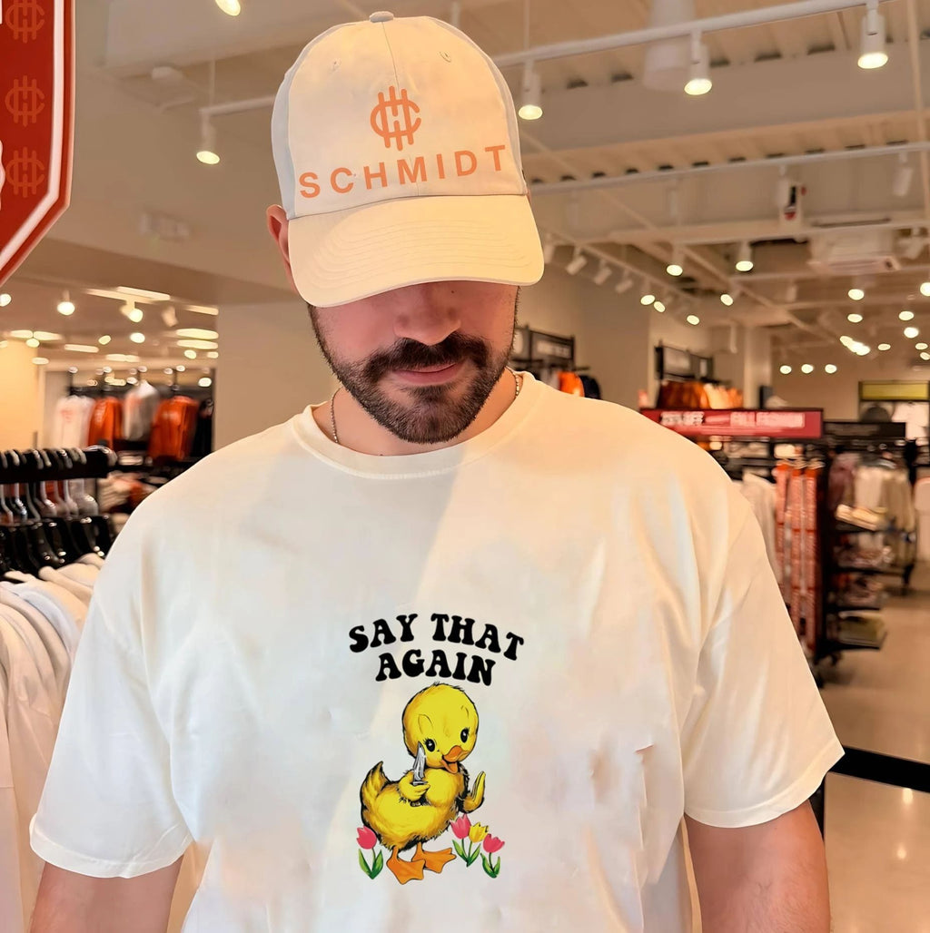 Say that again cartoon duck holding knife shirt Unisex T-shirt, Sweatshirt, Hoodie, Long Sleeve Tee - T-Shirt, Sweatshirt, Hoodie
