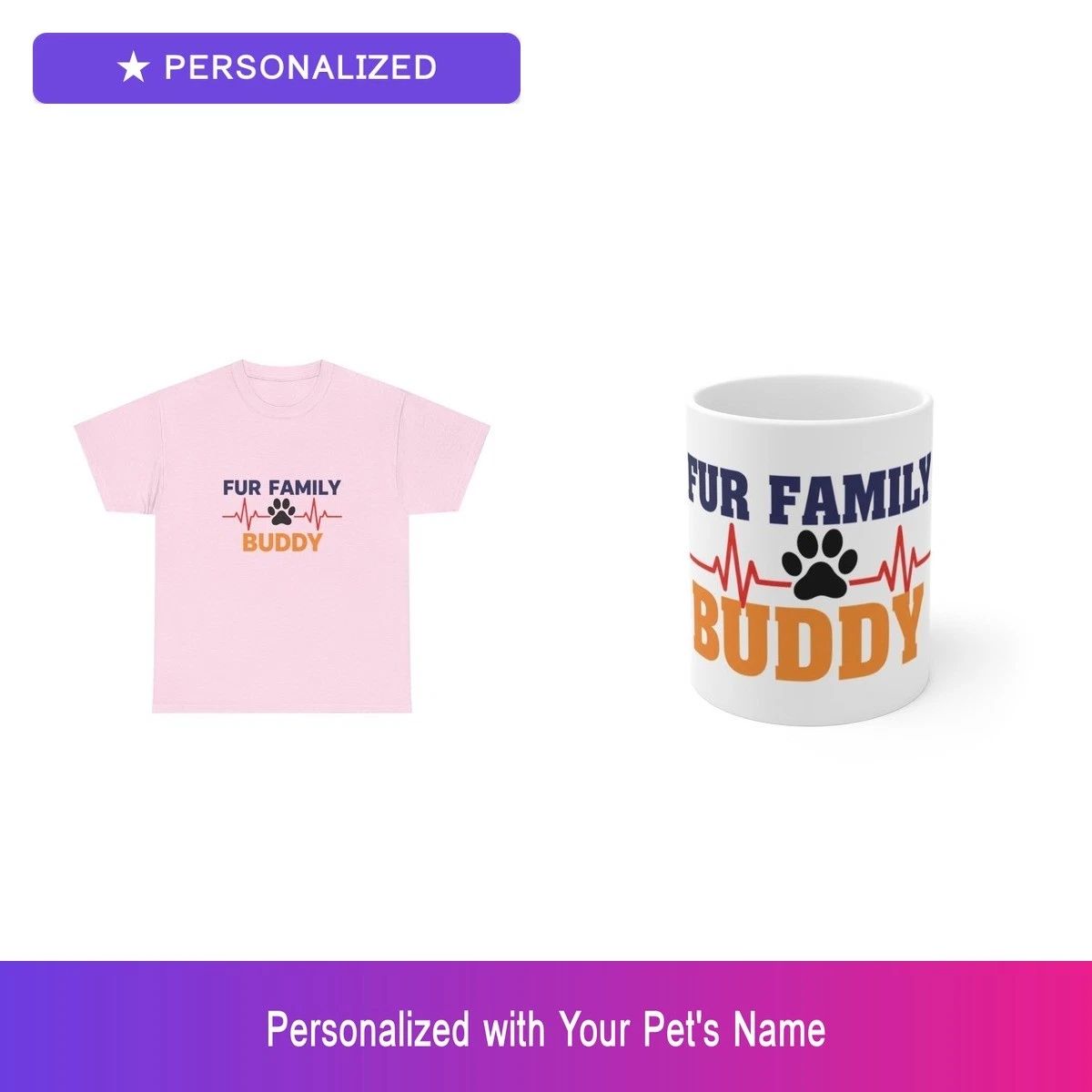 Custom Pet Heartbeat Gift Set Shirt Mug Personalized Name Bundle Dog Lover Unisex T-shirt, Sweatshirt, Hoodie, Long Sleeve Tee - T-Shirt, Sweatshirt, Hoodie