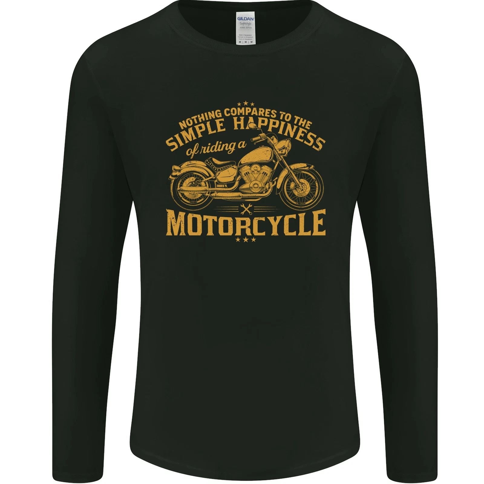 Simple Happiness Biker Motorcycle Motorbike Mens Long Sleeve T-Shirt Unisex T-shirt, Sweatshirt, Hoodie, Long Sleeve Tee - T-Shirt, Sweatshirt, Hoodie