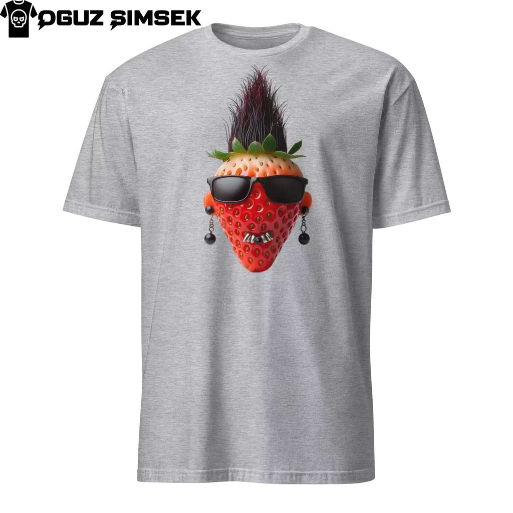 Unique Strawberry with Mohawk Hair, Sunglasses, Earrings Short-Sleeve T-Shirt Unisex T-shirt, Sweatshirt, Hoodie, Long Sleeve Tee - T-Shirt, Sweatshirt, Hoodie